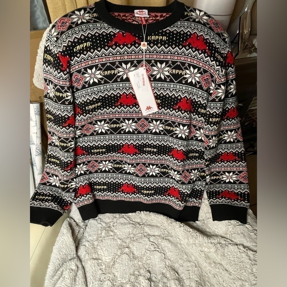 NWT Kappa Sweater  Crew Neck Fleece Long Sleeve Size XXL. Black‌‌‌‌‌‌‌‌‌